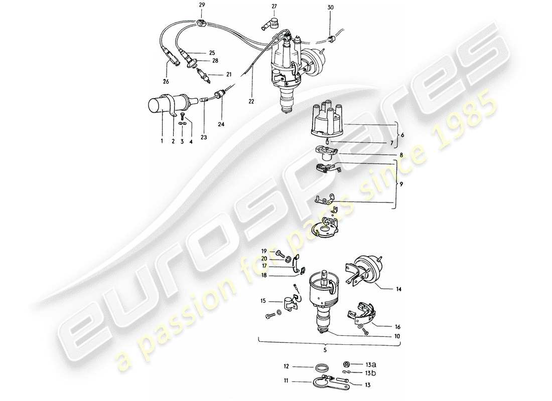 porsche 1970 (914) electricidad del motor diagrama de piezas