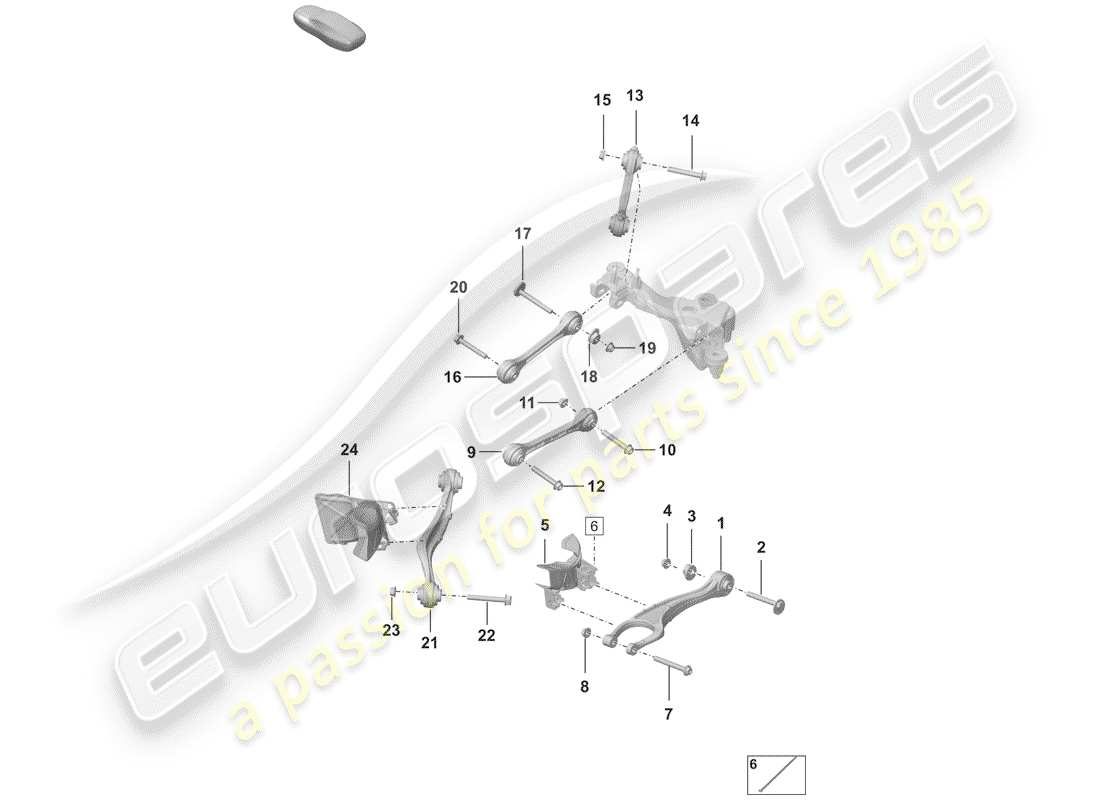 porsche 992 (2019) diagrama de piezas del eje trasero