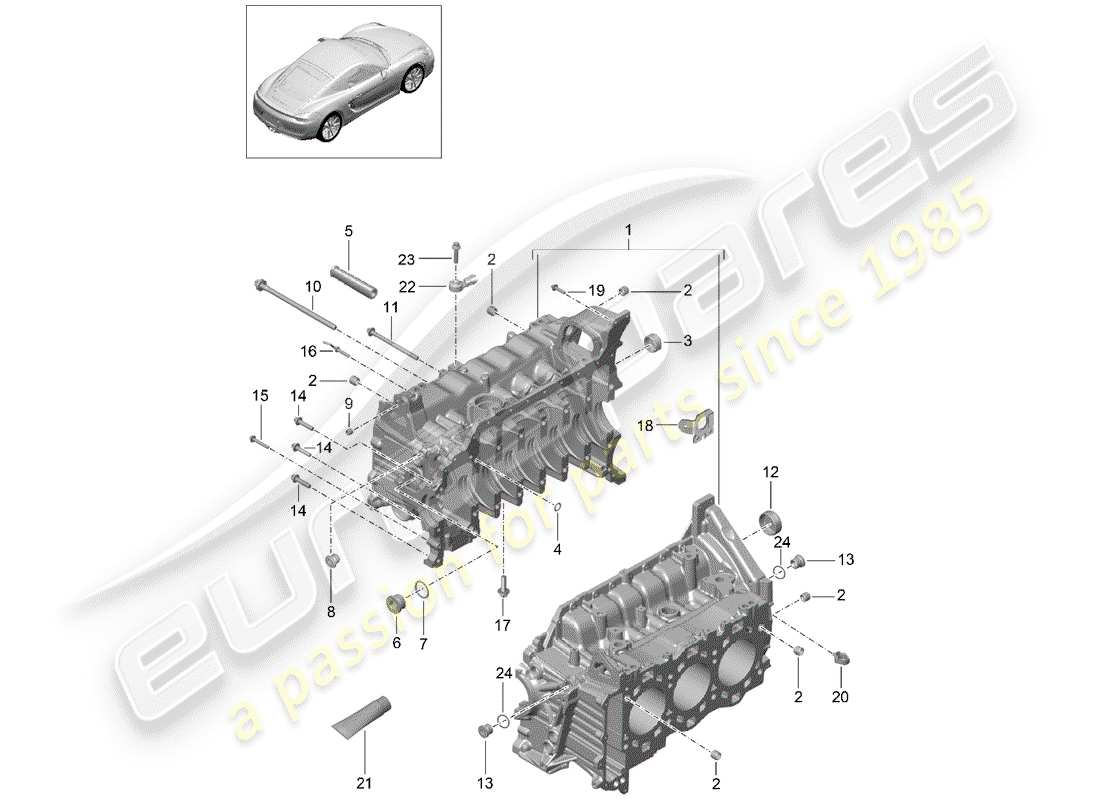 porsche 2015 (981 cayman) crankcase diagrama de piezas