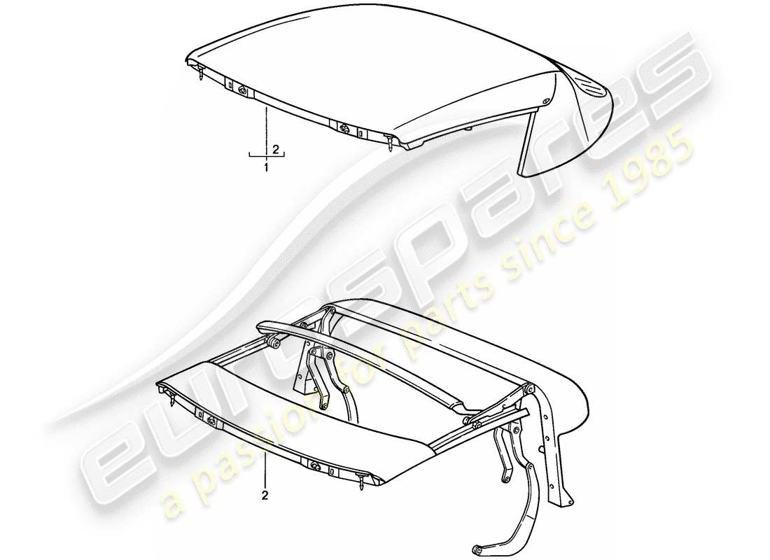 porsche 1984 (911) top convertible - marco superior - ajustable eléctricamente - d - mj 1986>> diagrama de piezas