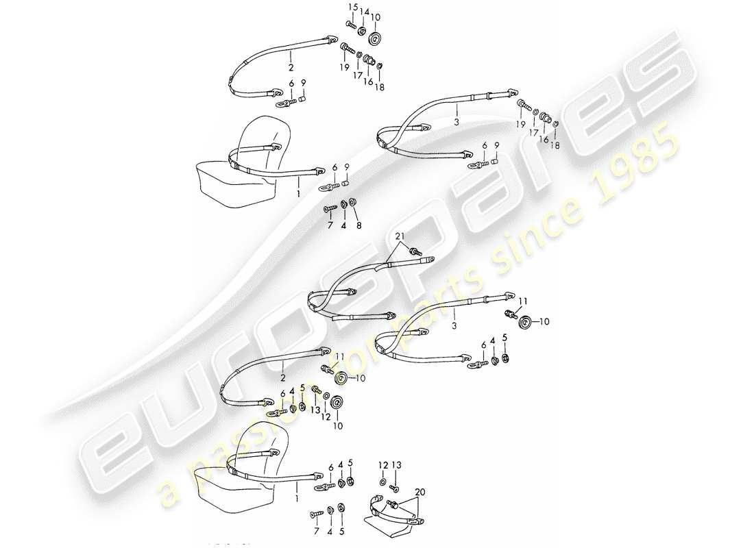 porsche 1966 (911/912) cinturón de seguridad - d >> - mj 1968 diagrama de piezas