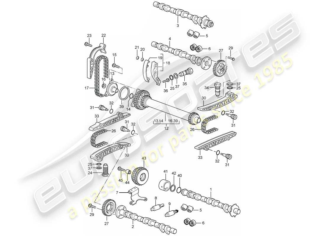 porsche 2007 (997-1) árbol de levas diagrama de piezas