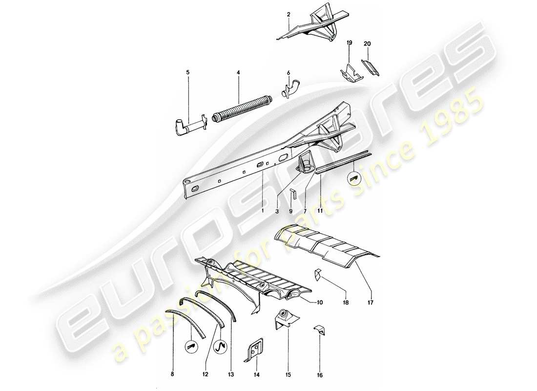 porsche 1975 (914) diagrama de piezas del marco