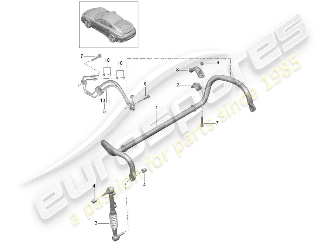 porsche 991 turbo (2014) estabilizador diagrama de piezas