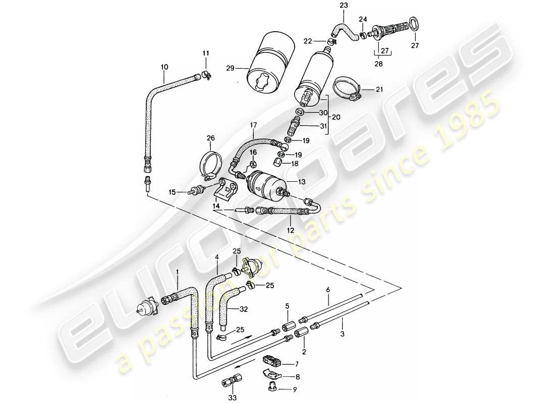 porsche 1988 (944) fuel system diagrama de piezas