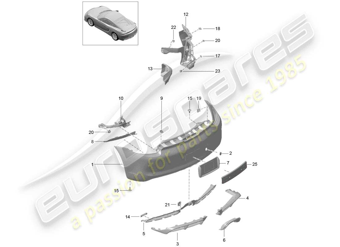 porsche 2016 (981 cayman gt4) parachoque diagrama de piezas