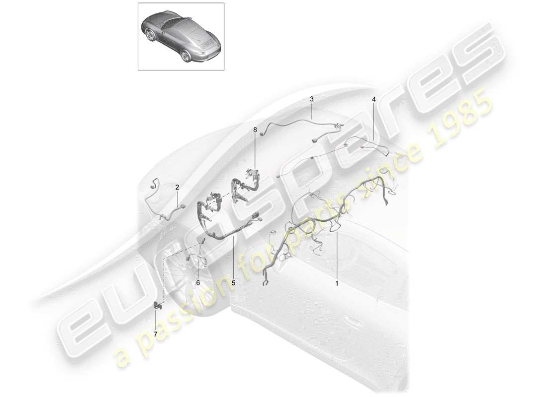 porsche 2014 (991-1) arneses de cableado diagrama de piezas