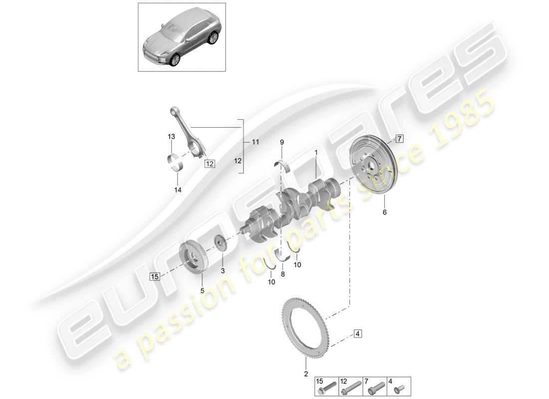 porsche 2019 (macan) cigüeñal diagrama de piezas