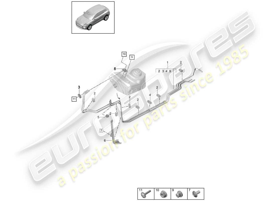 porsche 2019 (macan) diagrama de piezas del sistema de combustible