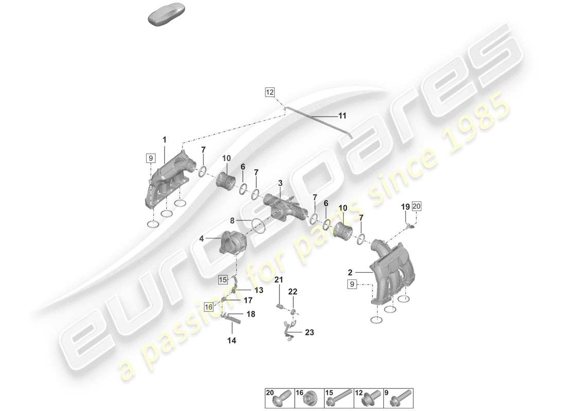 porsche 2020 (992-1) distribuidor de aire de admisión diagrama de piezas