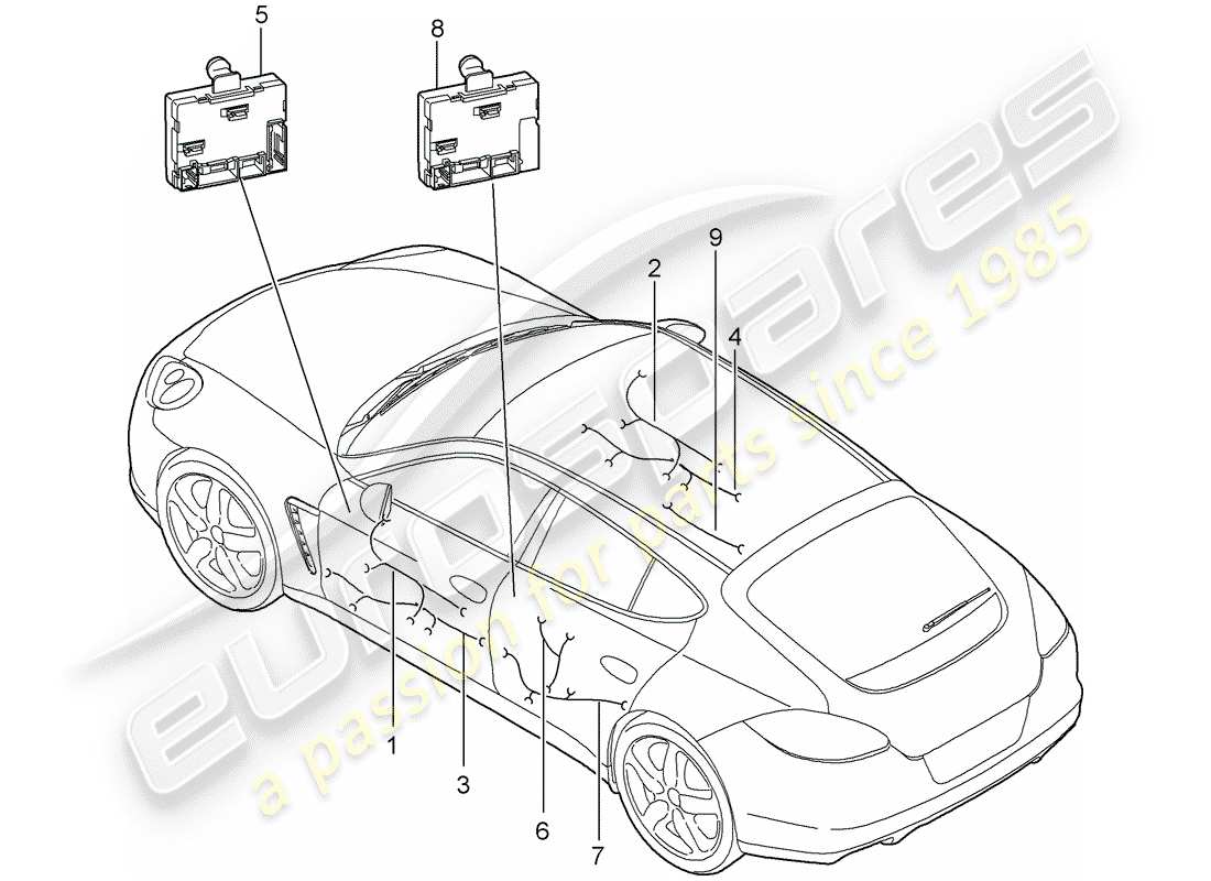 porsche 2012 (panamera 970) cableando arneses diagrama de piezas