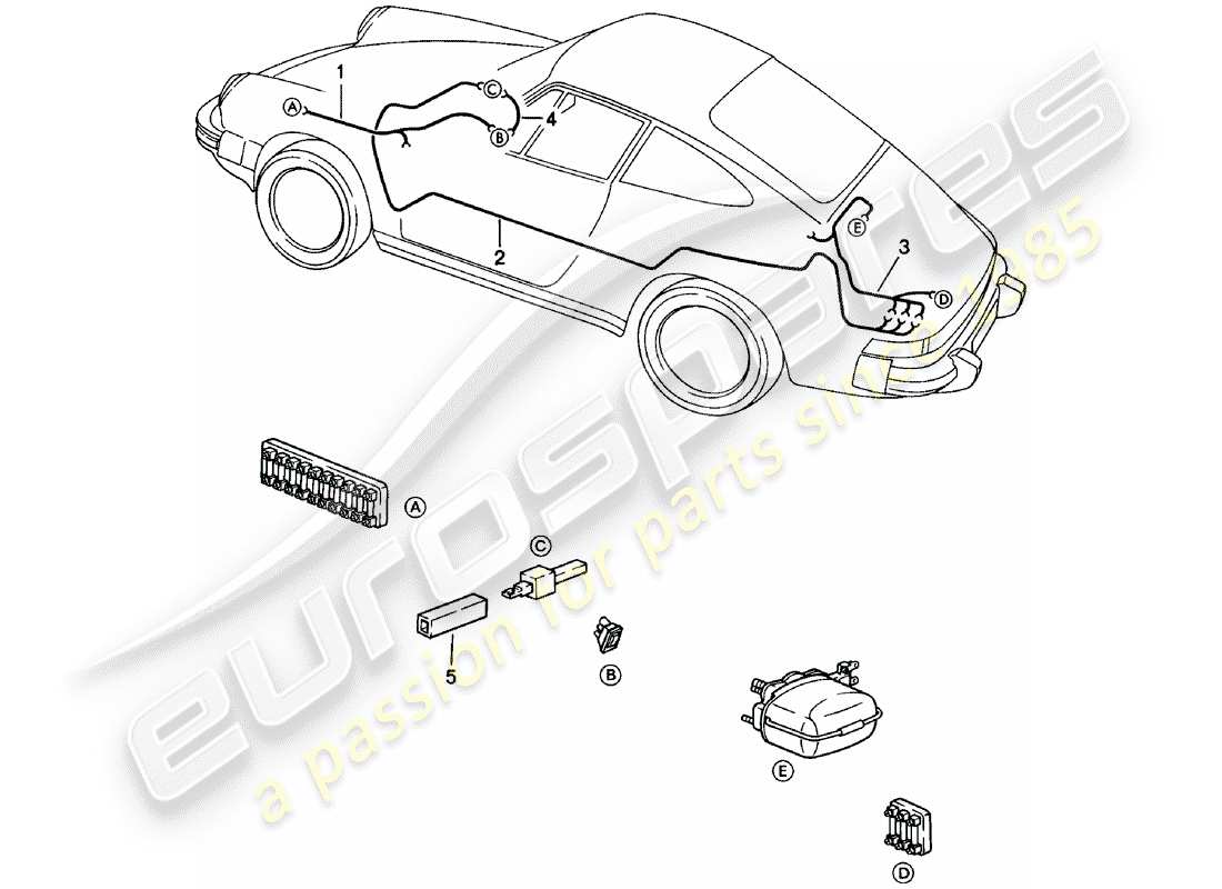 porsche 1979 (911) arneses de cableado - limpiaparabrisas trasero diagrama de piezas