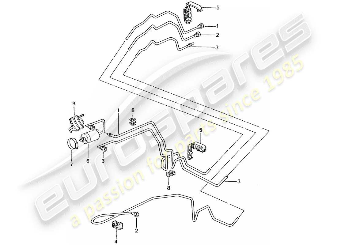 porsche 2003 (996 gt3) fuel system diagrama de piezas