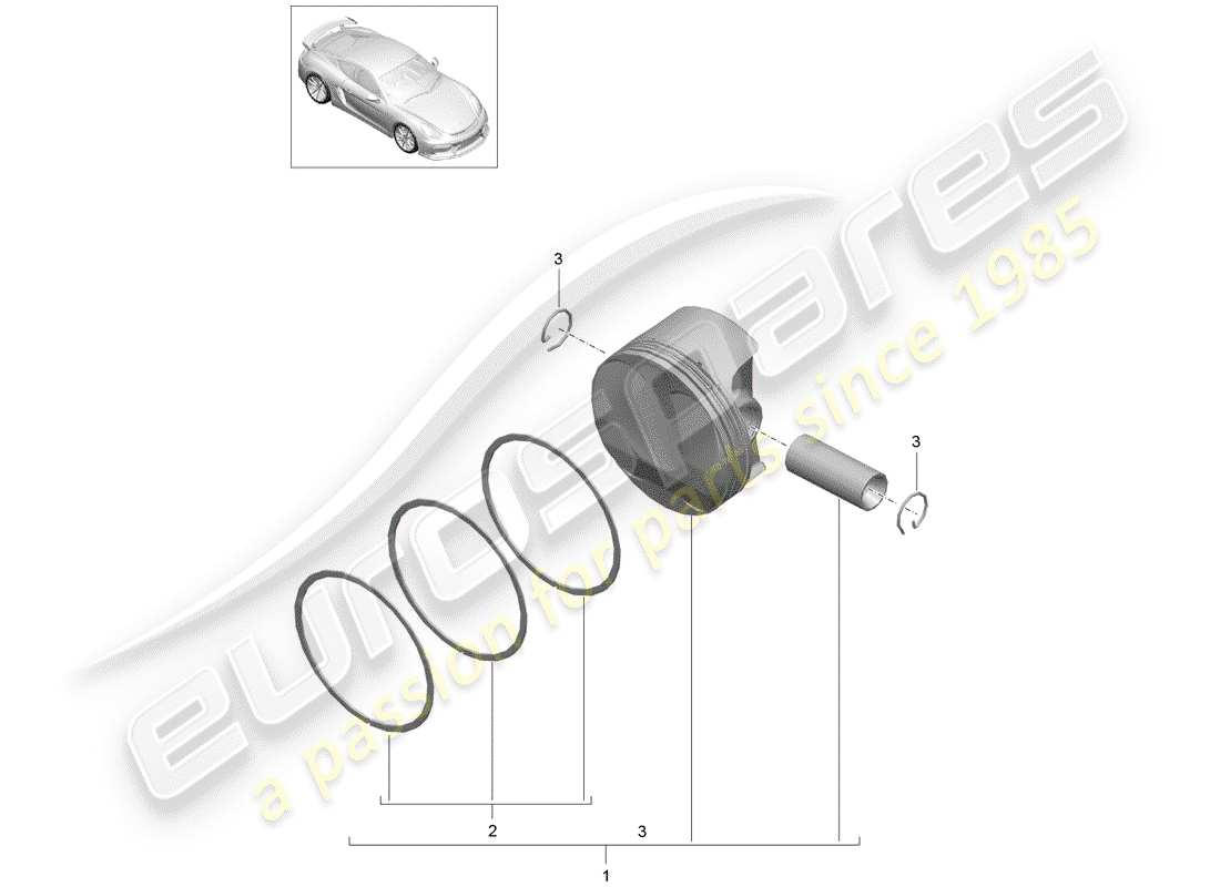 porsche 2016 (981 cayman gt4) pistón diagrama de piezas