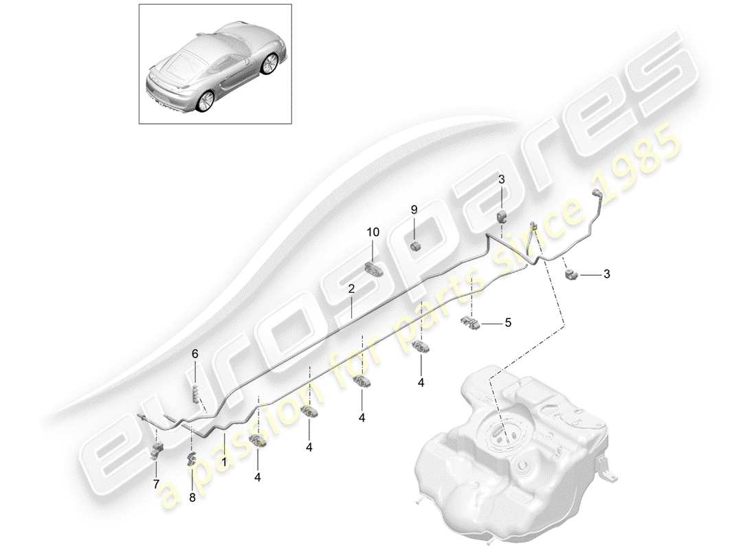 porsche 2016 (981 cayman gt4) fuel system diagrama de piezas