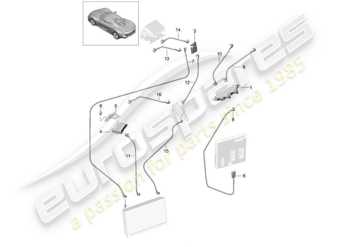 porsche 2015 (918 spyder) amplificador de antena diagrama de piezas