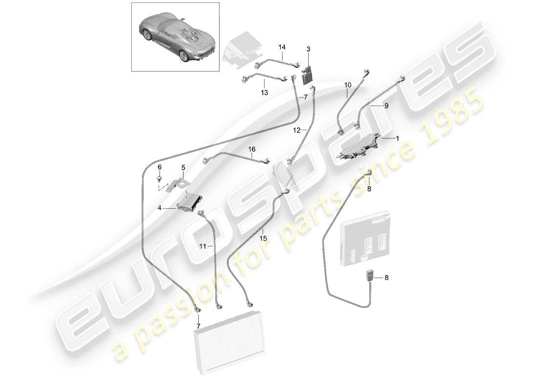 porsche 918 spyder (2015) amplificador de antena diagrama de piezas