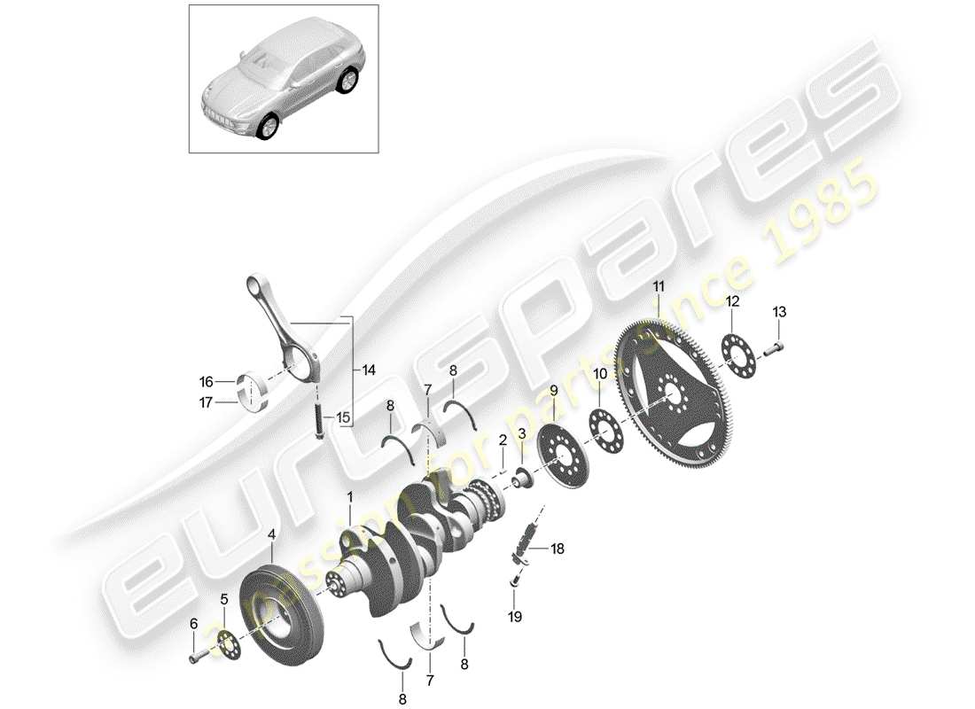 porsche 2016 (macan) diagrama de piezas del cigüeñal