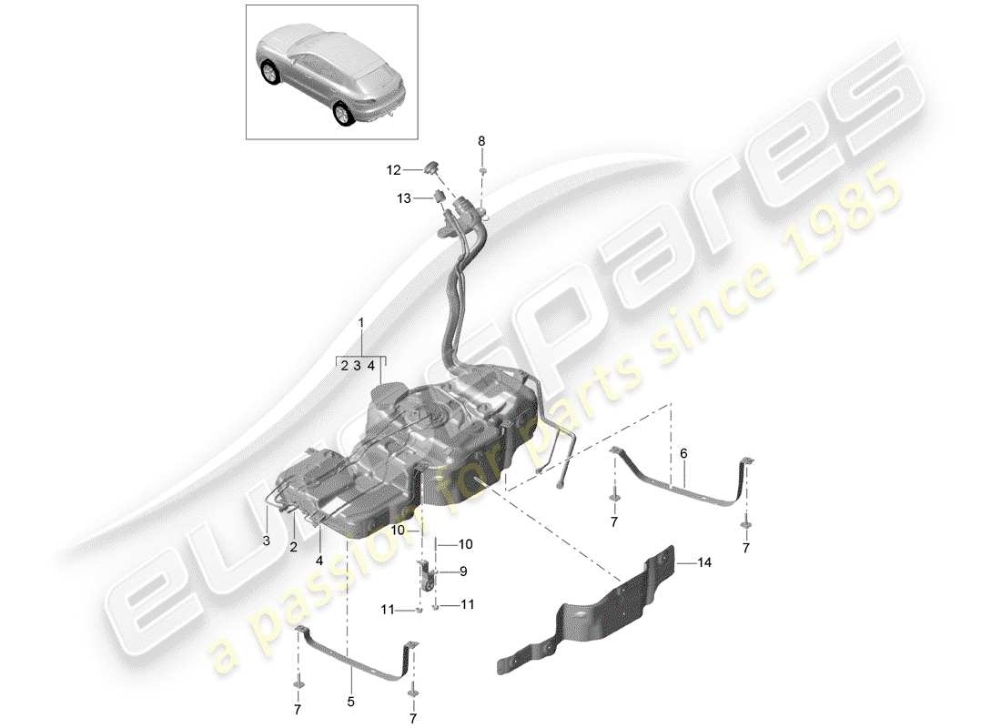 porsche 2016 (macan) fuel tank with diagrama de piezas