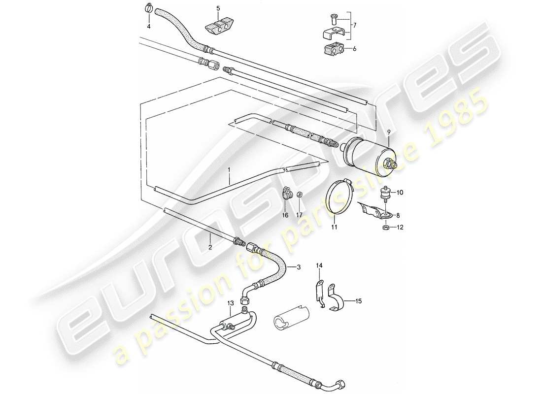 porsche 1988 (959) fuel system diagrama de piezas