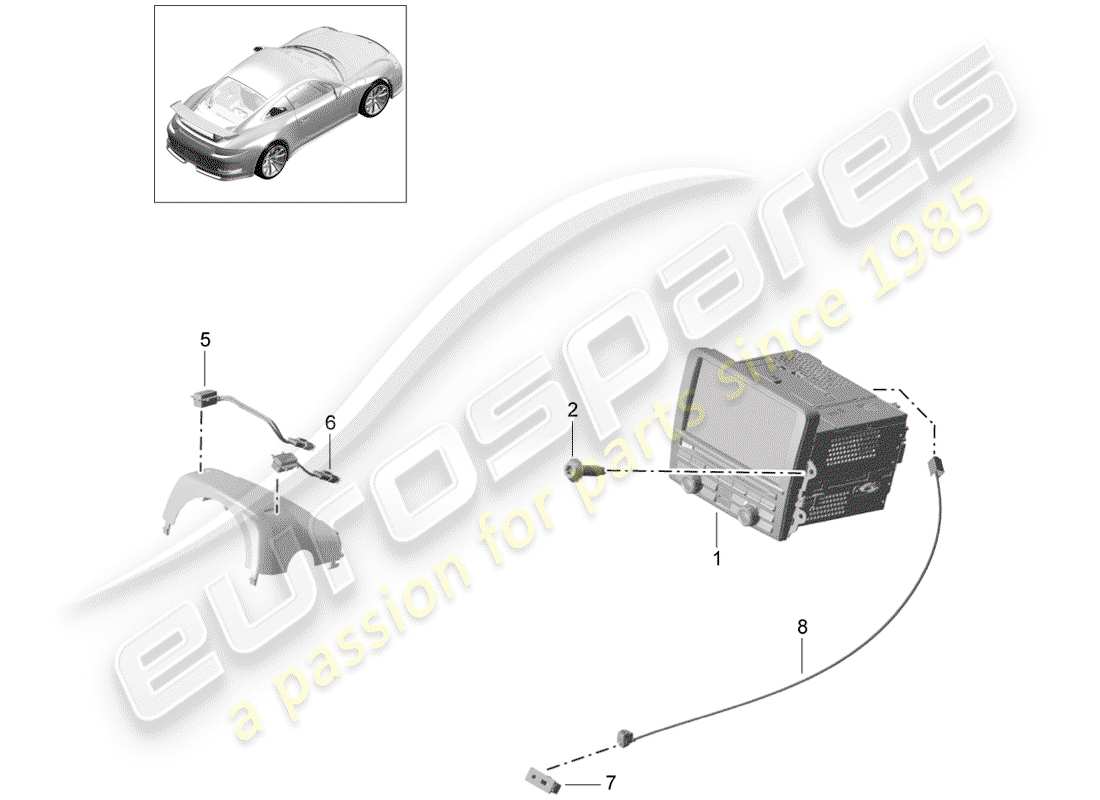 porsche 2017 (991-2 r/gt3/rs) unidad operativa diagrama de piezas