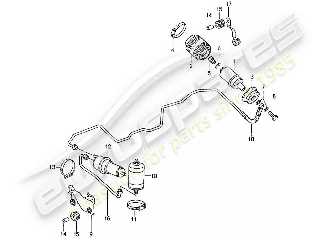 porsche 1993 (964) fuel system diagrama de piezas
