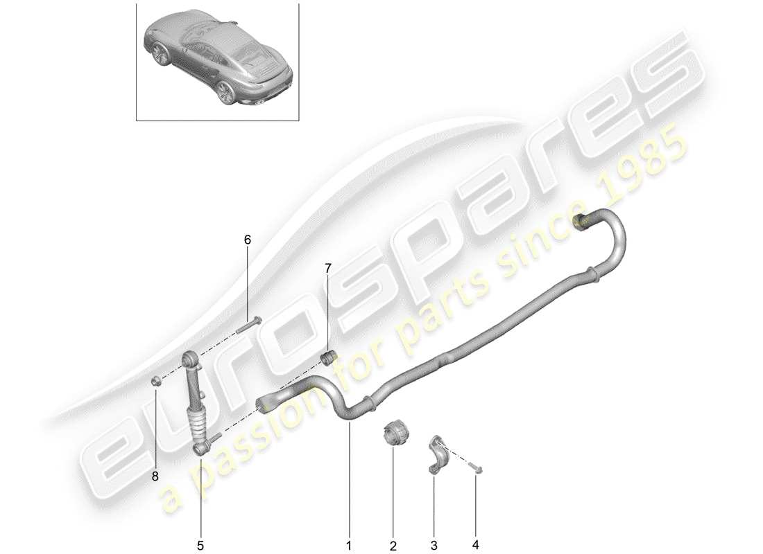 porsche 2020 (991-2 turbo) diagrama de piezas del estabilizador