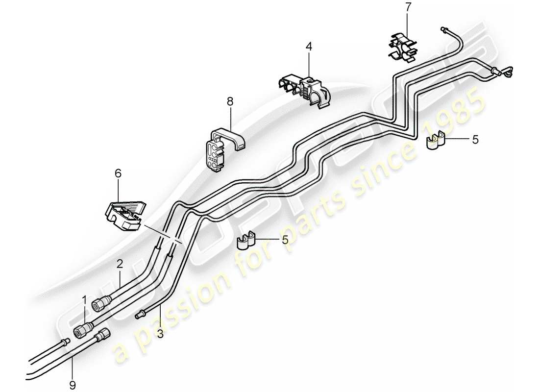 porsche 2009 997-2 turbo / gt2 diagrama de piezas del sistema de combustible