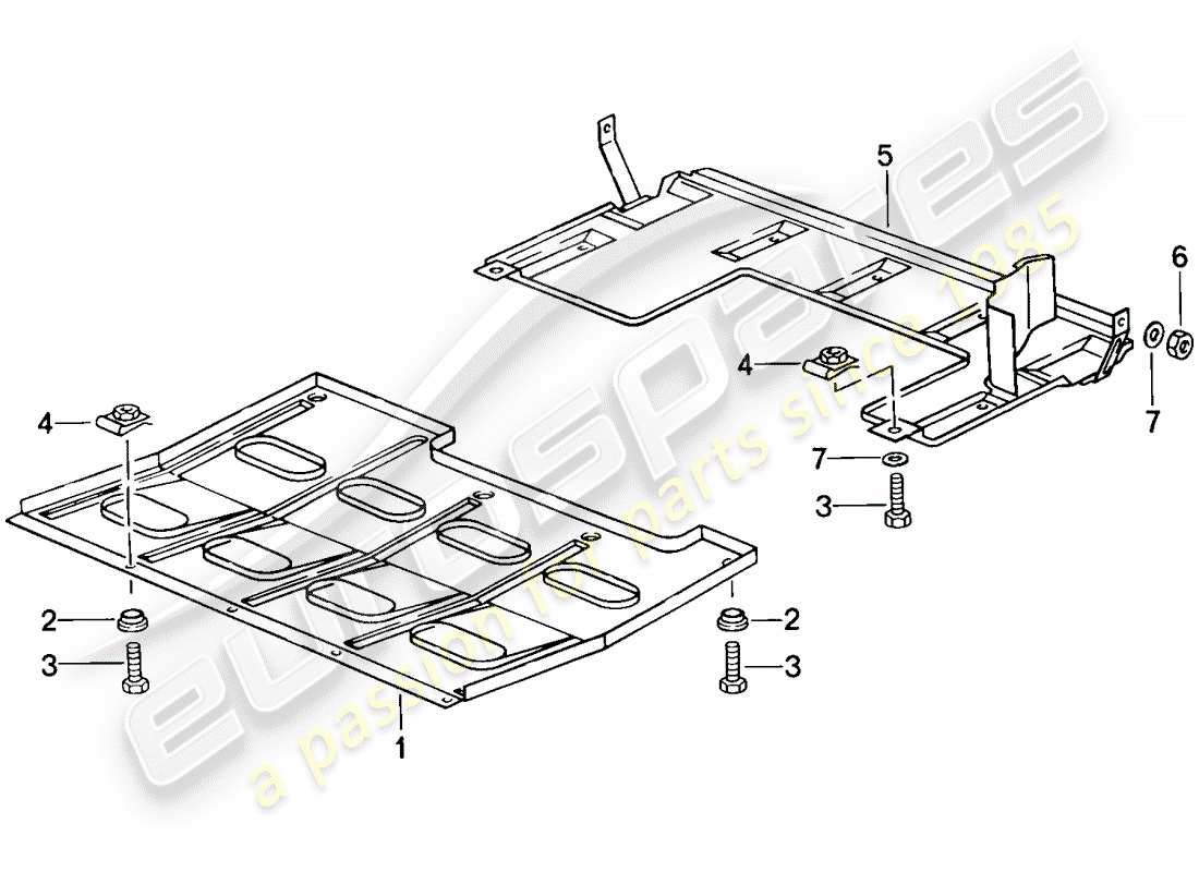 porsche 1986 (944) protección inferior diagrama de piezas