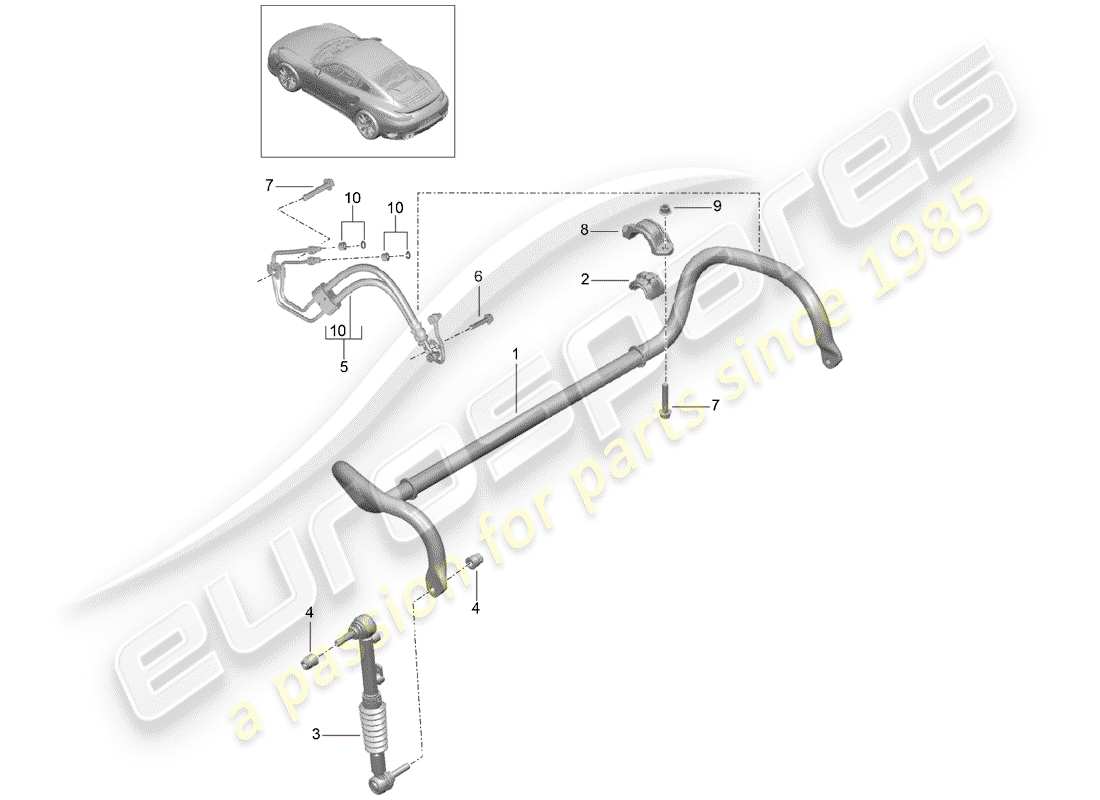 porsche 2015 (991-1 turbo) estabilizador diagrama de piezas