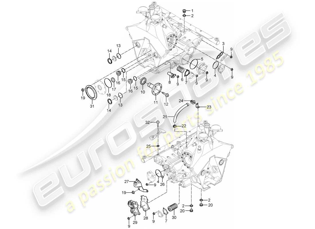 porsche 2004 (carrera gt) caja de transmisión diagrama de piezas
