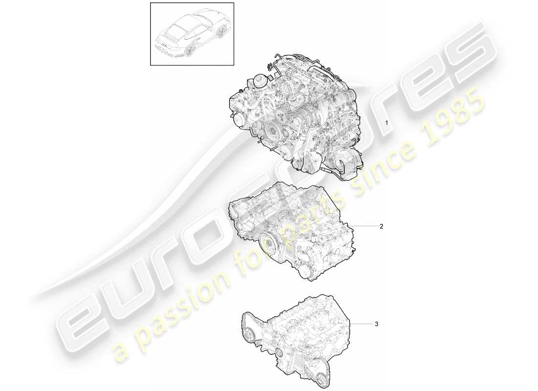 porsche 2012 (997-2 turbo / gt2 rs) motor de repuesto diagrama de piezas