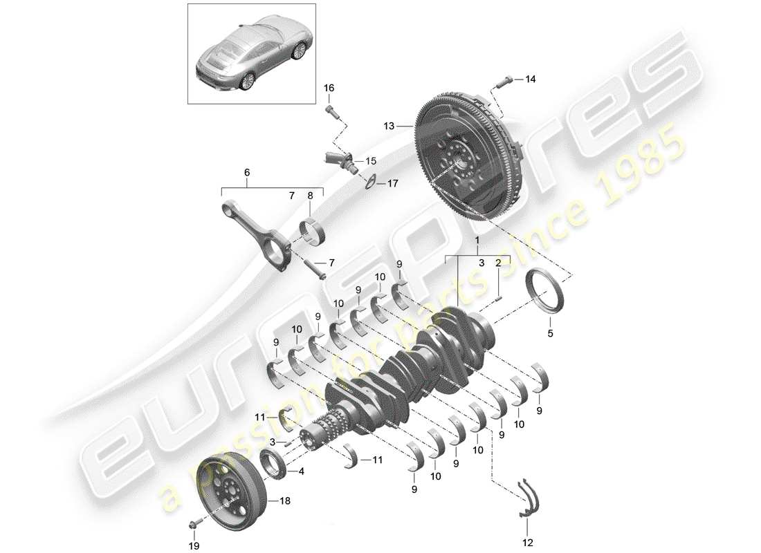 porsche 2017 (991-2) diagrama de piezas del cigüeñal