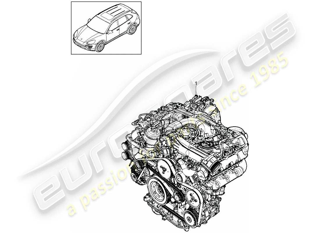 porsche 2011 (cayenne e2 92a) diagrama de piezas del motor de repuesto