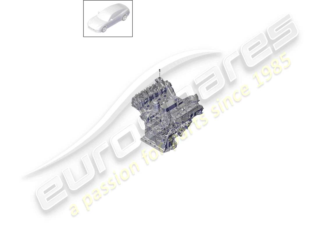 porsche 2017 (panamera 971-1) motor base que comprende: tapa de válvulas culata unidad de válvulas cárter de aceite del cigüeñal diagrama de piezas