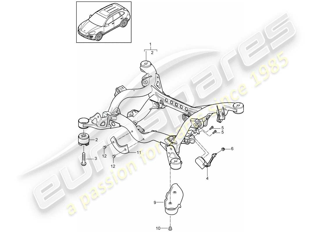 porsche cayenne e2 (2013) diagrama de piezas del eje trasero