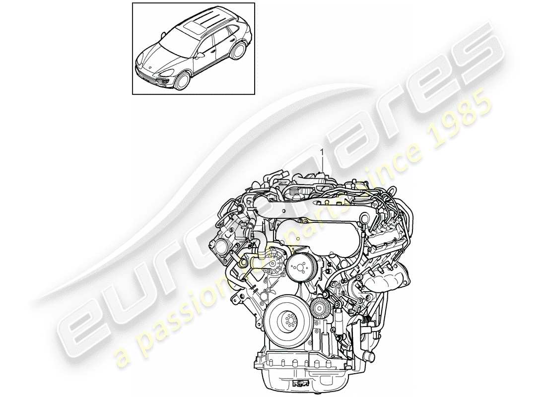 porsche 2016 (cayenne e2 92a) diagrama de piezas del motor de repuesto