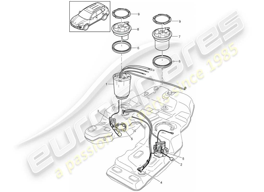 porsche 2015 (cayenne e2 92a) depósito de combustible diagrama de piezas
