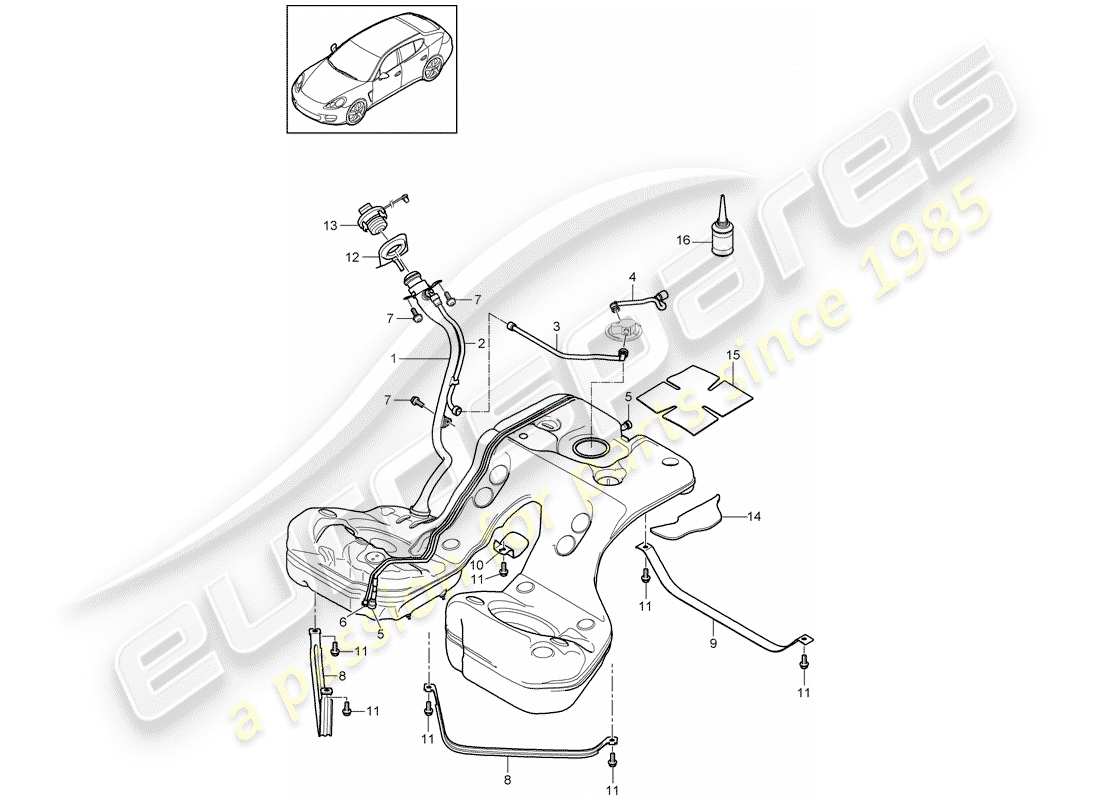 porsche 2012 (panamera 970) fuel tank with diagrama de piezas
