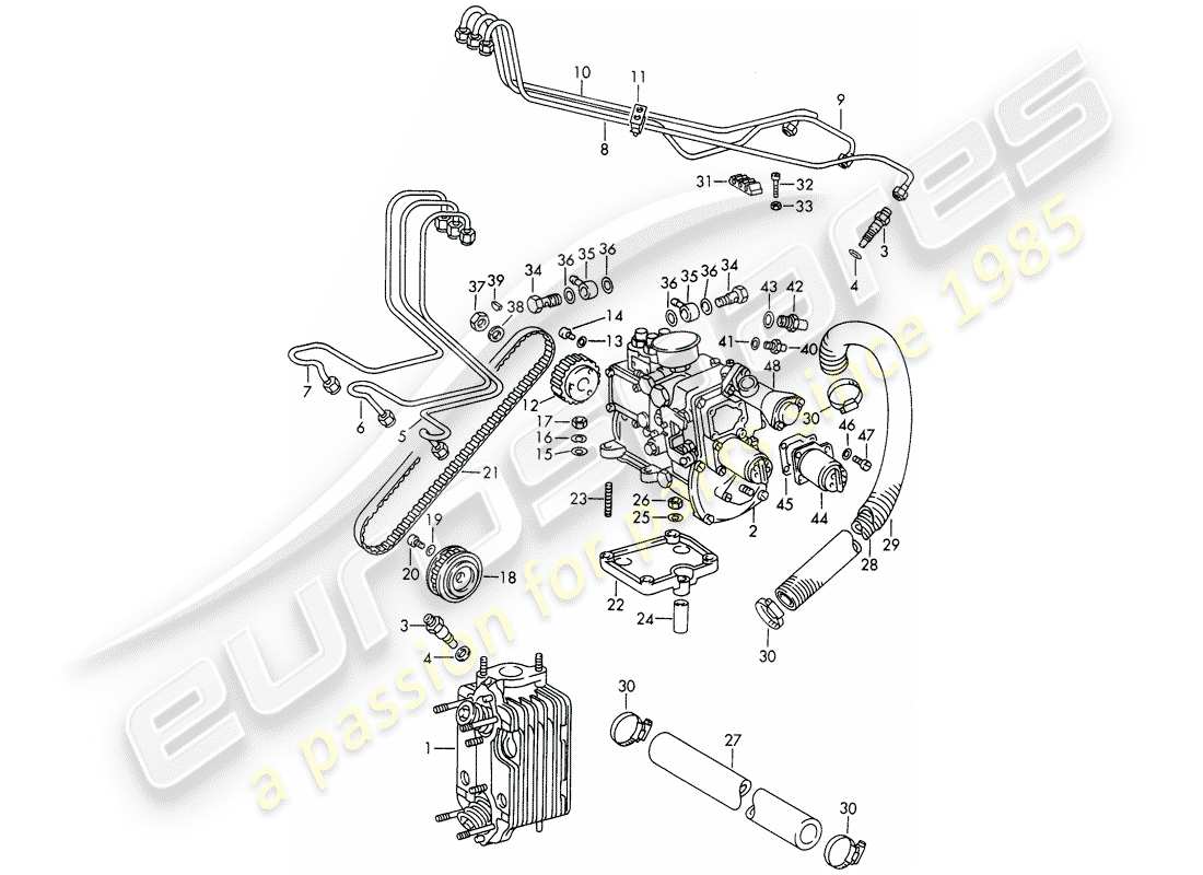 porsche 911/912 (1965) sistema de inyección - culata - y - bomba de inyección - d - mj 1969>> diagrama de piezas
