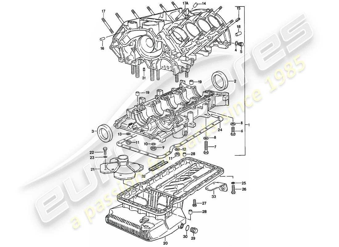 porsche 1980 (928) crankcase diagrama de piezas