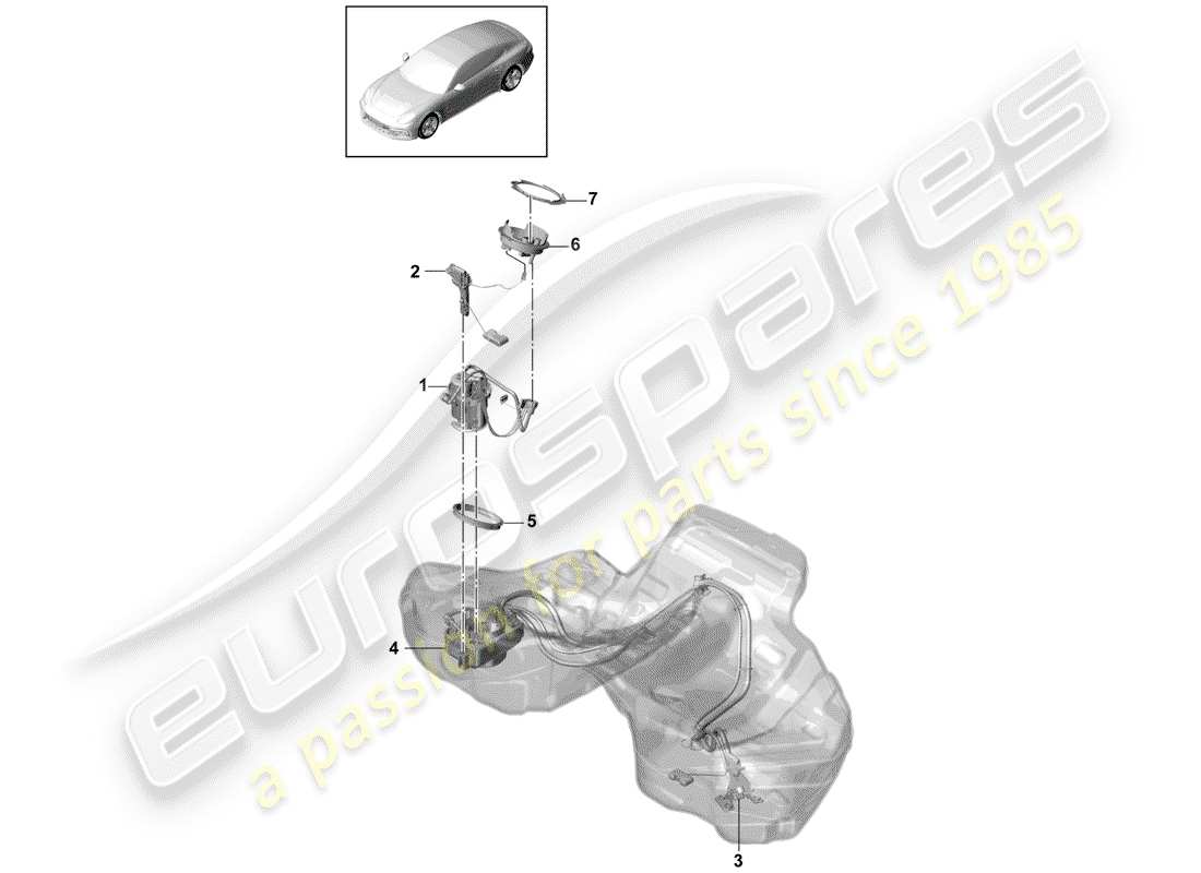 porsche 2018 (panamera 971-1) bomba de combustible diagrama de piezas
