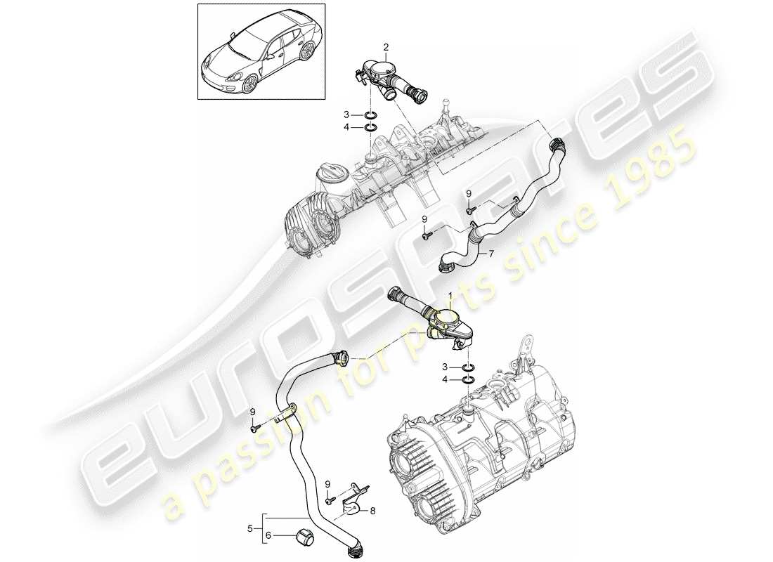 porsche 2016 (panamera 970) crankcase diagrama de piezas