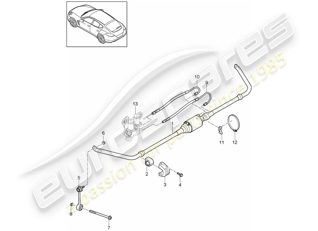 porsche 2012 (panamera 970) estabilizador diagrama de piezas