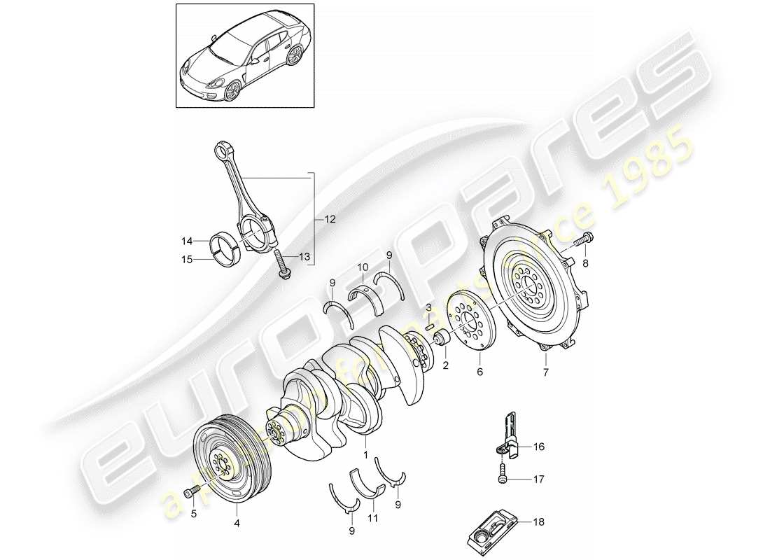 porsche 2016 (panamera 970) cigüeñal diagrama de piezas