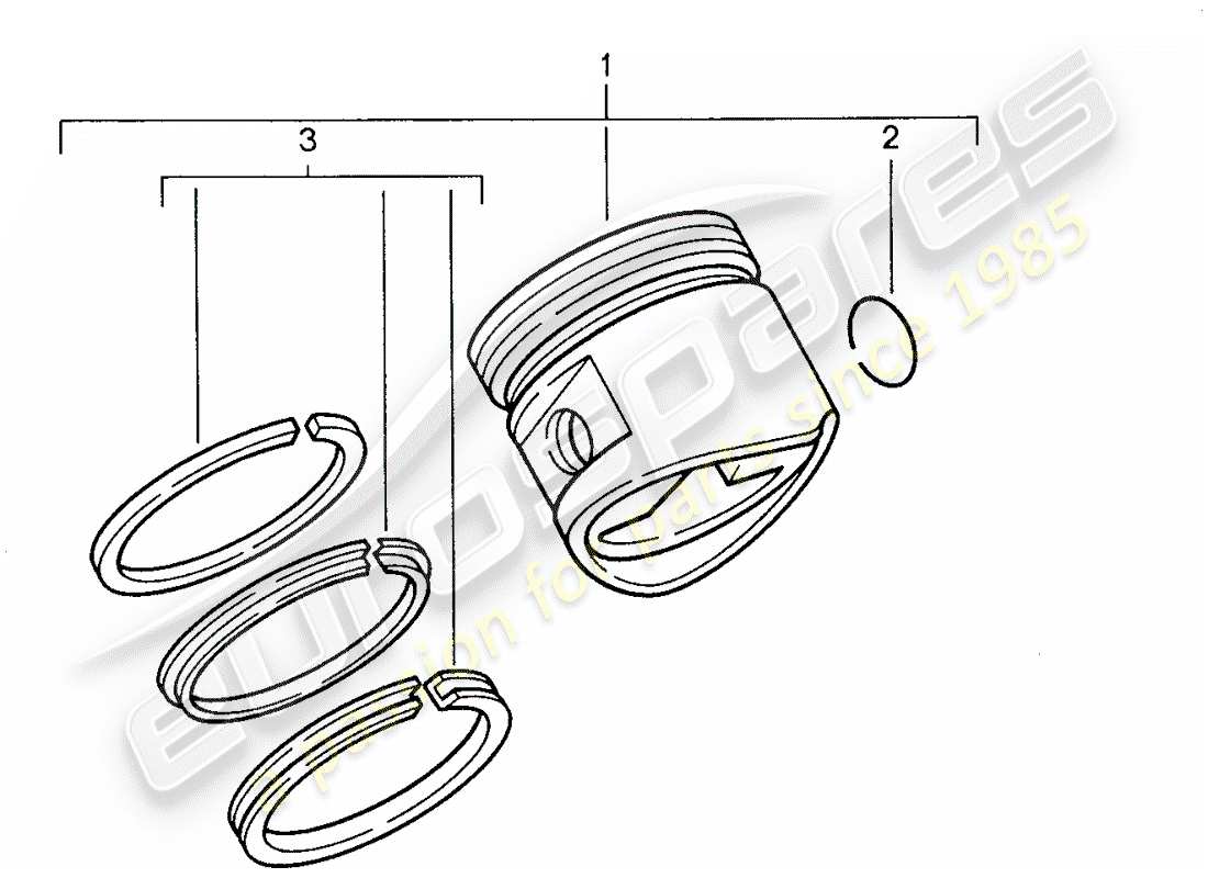 porsche 1989 (928) pistón - aros de pistón diagrama de piezas