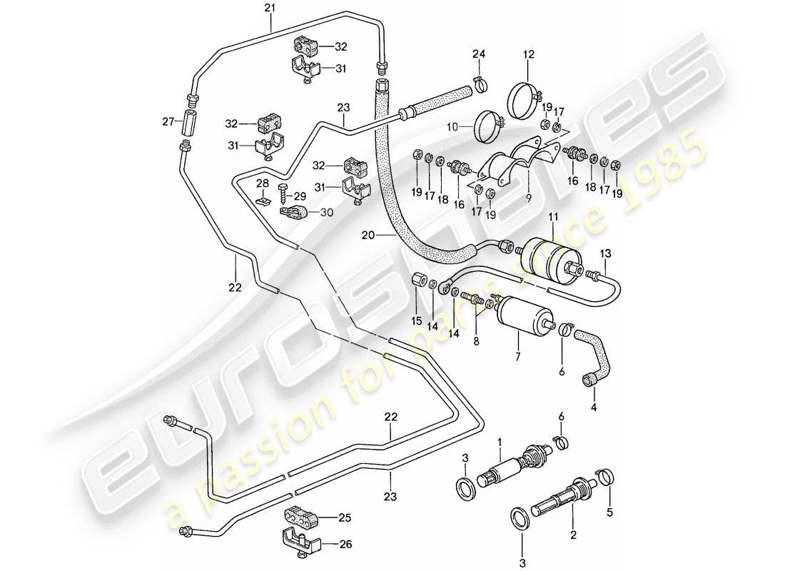 porsche 1989 (928) fuel system diagrama de piezas