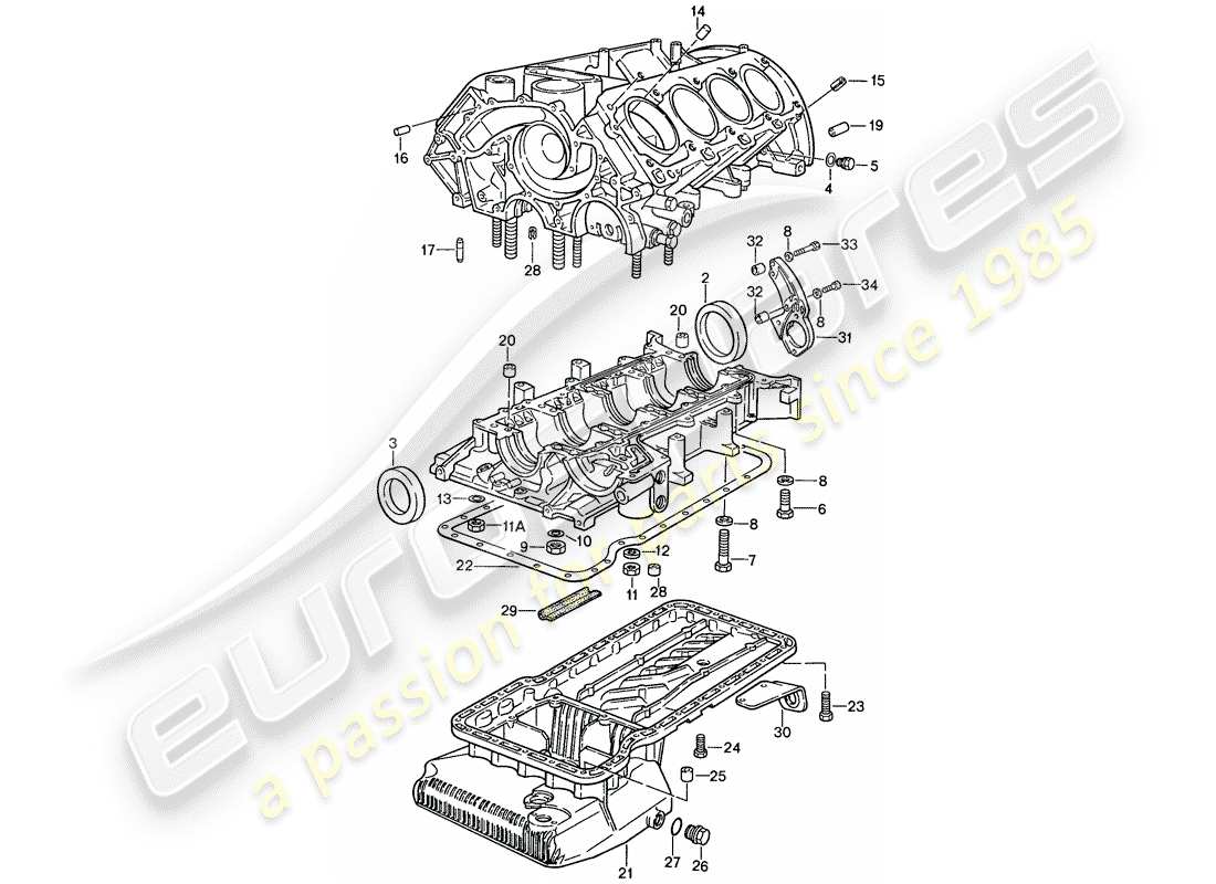 porsche 1990 (928) carter - piezas individuales - set de reparación para mantenimiento - ver ilustración: esquema de piezas