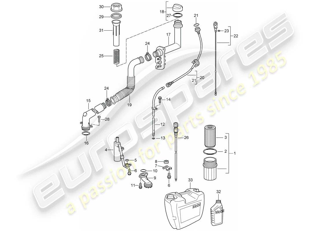 porsche 2004 (986 boxster) motor (presión de aceite./lubrica.) diagrama de piezas