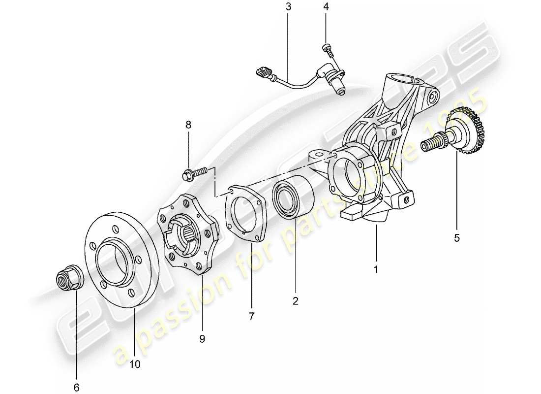 porsche 2004 (986 boxster) porta ruedas - cubo de rueda diagrama de piezas